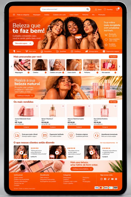 Prévia do modelo Beauty UP em um tablet